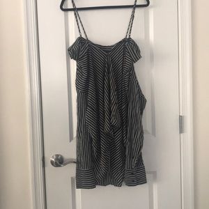 Black and white button off the shoulder top